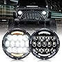 Xprite 105W LED Headlights with Hi/Lo Beam, DRL and Amber Turn Signal, 7 inch Round Headlights Compatible with Jeep Wrangler JK TJ LJ 1997-2018, DOT Approved