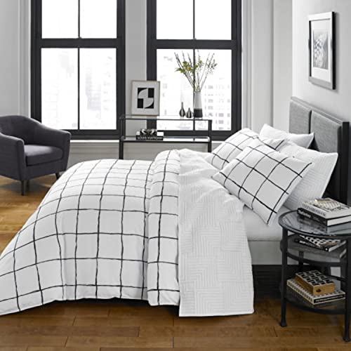 City Scene Zander Microfiber White 3 Piece Comforter Set-Full/Queen - Picture 18 of 18
