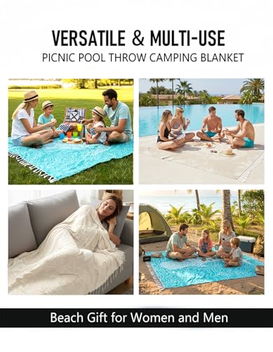 Image of Oversized Turkish Beach Towel Blanket Cotton Giant XL Sandproof Towels Huge Linen XXL Extra Large Big Throw Quilt Blankets for Adults Cloud Travel Camping Glamping Accessories Essentials Turtle
