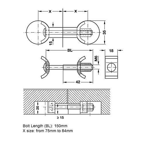 GEFONG Worktop Connecting Bolts Length M6x150mm Galvanized Steel Kitchen Furniture Connecting Screws for Jointing Clamping and Fixing 10 Pieces - Image 2