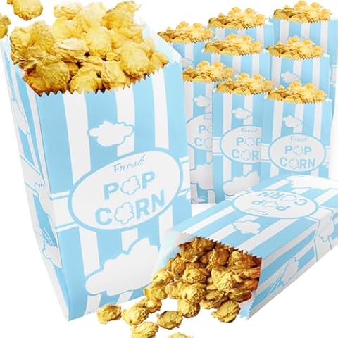 CUSINIUM 1oz Pastel Blue Paper Popcorn Bags (100-pack) - Carnival Theme - Customizable Cover