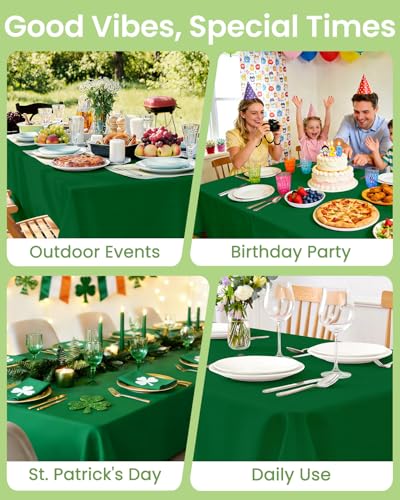Image of LANLISA 4 Pack Green Plastic Table Cloth Disposable, 54 x 108 Inch