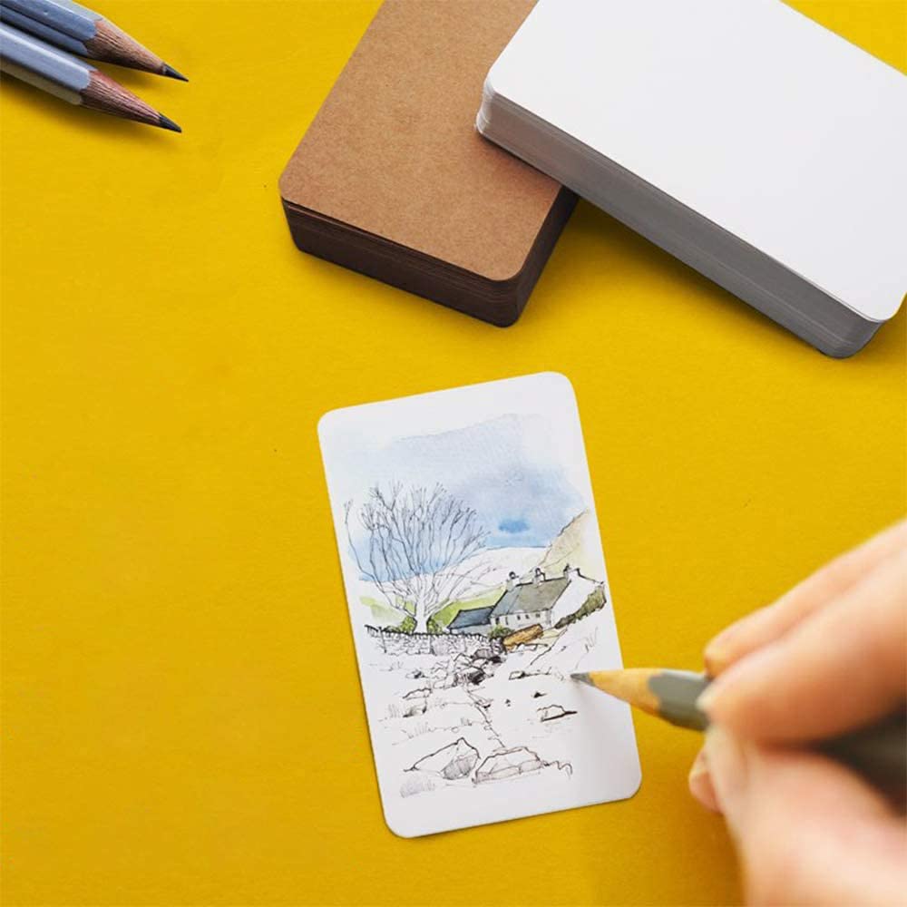 200 stuks blanco papieren kaarten, kraftpapier, visitekaartjes, berichtkaarten, geheugenwoordkaarten voor doe-het-zelf, graffiti-berichten, labels, 8,8 x 5,2 cm, wit