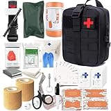 医療バッグ外傷バッグ止血帯付き緊急サバイバル応急処置バッグ医療バッグ軍事キャンプハイキング登山応急処置バッグミニ救急バッグ (ブラック)