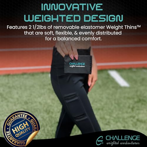 Challenge Weighted Workoutwear High-Waisted Leggings for Women - Black 7/8 with 2.5 lb Removable Weights & Built-in Pockets - Image 4