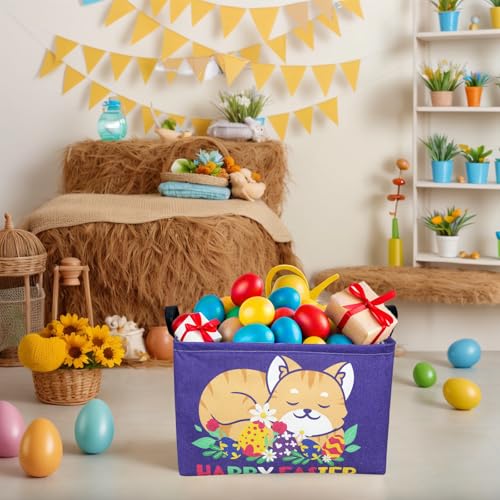 Image of Cat Easter Basket for Kid Large Empty Easter Bunny Eggs Decor Storage Basket (Cat)