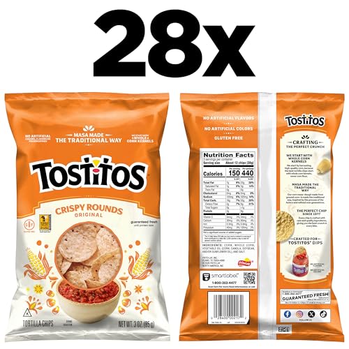 Image of Tostitos, Crispy Rounds Tortilla Chips, 3 Ounce (Pack of 28)
