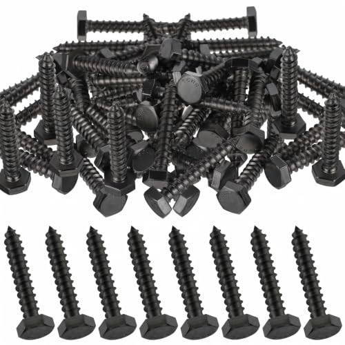 Zonon 50 Pcs 1/4'' X 1" 304 Stainless Steel Lag Screw for Wood, Black