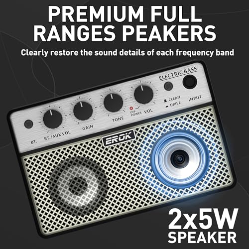 Image of EROK Mini Electric Guitar Amp, Portable Amplifier with 3.5mm Headphone /AUX Input, Compact Design for Practice & Small Gigs (Electric Bass)