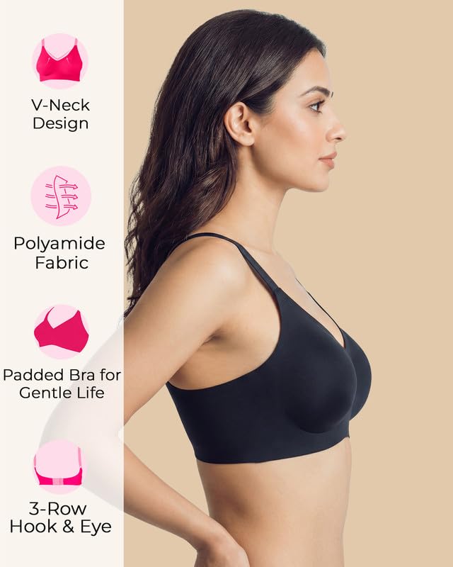 Image of Tweens Polyamide Padded Bonded Bra for Women | Full Coverage Wire-Free Bra | Lightly Padded Seamless Comfort | Soft Polyamide Fabric | Elastic-Free Bottom Band & Side Wings | Pack of 1|