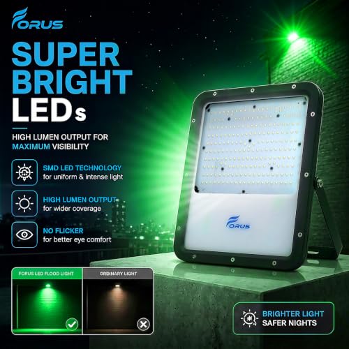 Image of Forus 150W Green Color Flood Light Outdoor LED Waterproof Decorative Focus Lamp for Home Garden Events Security Terrace Landscape Pathway Building Festival Stage Party Celebration Lighting - 1 Pc