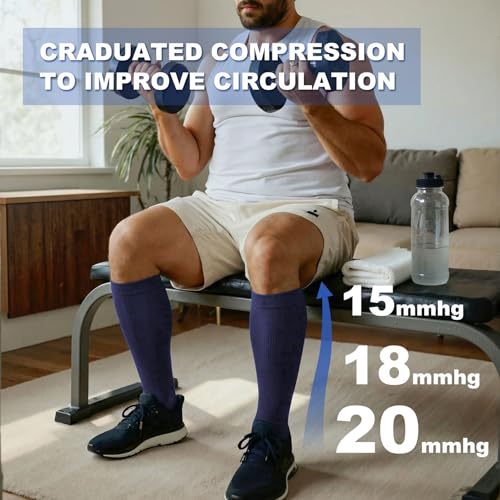 Image of Plus Size Compression Socks for Women Men Wide Calf L /XL-5XL (15-20mmhg) Knee High Socks Support Compression Stockings for Nurses and Flying