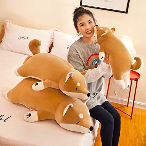 Kawaii Shiba Inu Peluche Giocattolo Carino Marrone Cane Peluche Cuscino Peluche Animale Farcito Bambola Bambini Dormire Placare Bambola Regalo Di Compleanno 90 cm Marrone