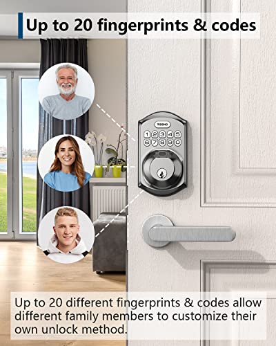 Fingerprint Door Lock - Teeho Te002 Keyless Entry Door Lock With Keypad - Electronic Deadbolt Keyed Entry - Front Door Lock Sets - Combination Door Lock - Easy Installation - Satin Nickel #TOP1