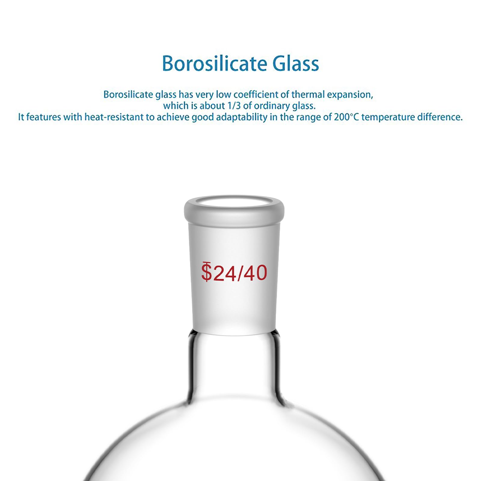 StonyLab 500ml Frasco de Vidrio Redondo con Fondo Redondo, RBF, Junta Exterior Cono Estándar 24/40