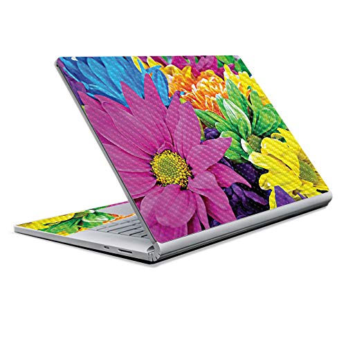 Image of MightySkins Carbon Fiber Skin for Microsoft Surface Book 2 13 inch (2017) - Colorful Flowers,Protective, Durable Textured Carbon Fiber Finish,Easy to Apply, Remove, and Change Styles,