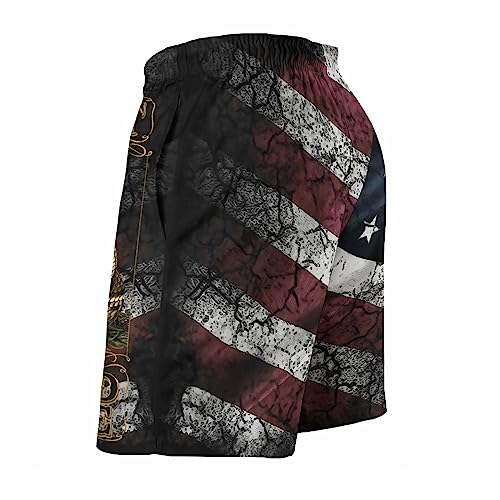 Youth & Adult Swim Trunks, Distressed American Flag and Gadsden Flag Don't Tread Snake On with Me Beach Shorts Perfect Surf Beachwear Drawstring Beach Half Pants with Pockets Mesh Lining Small3