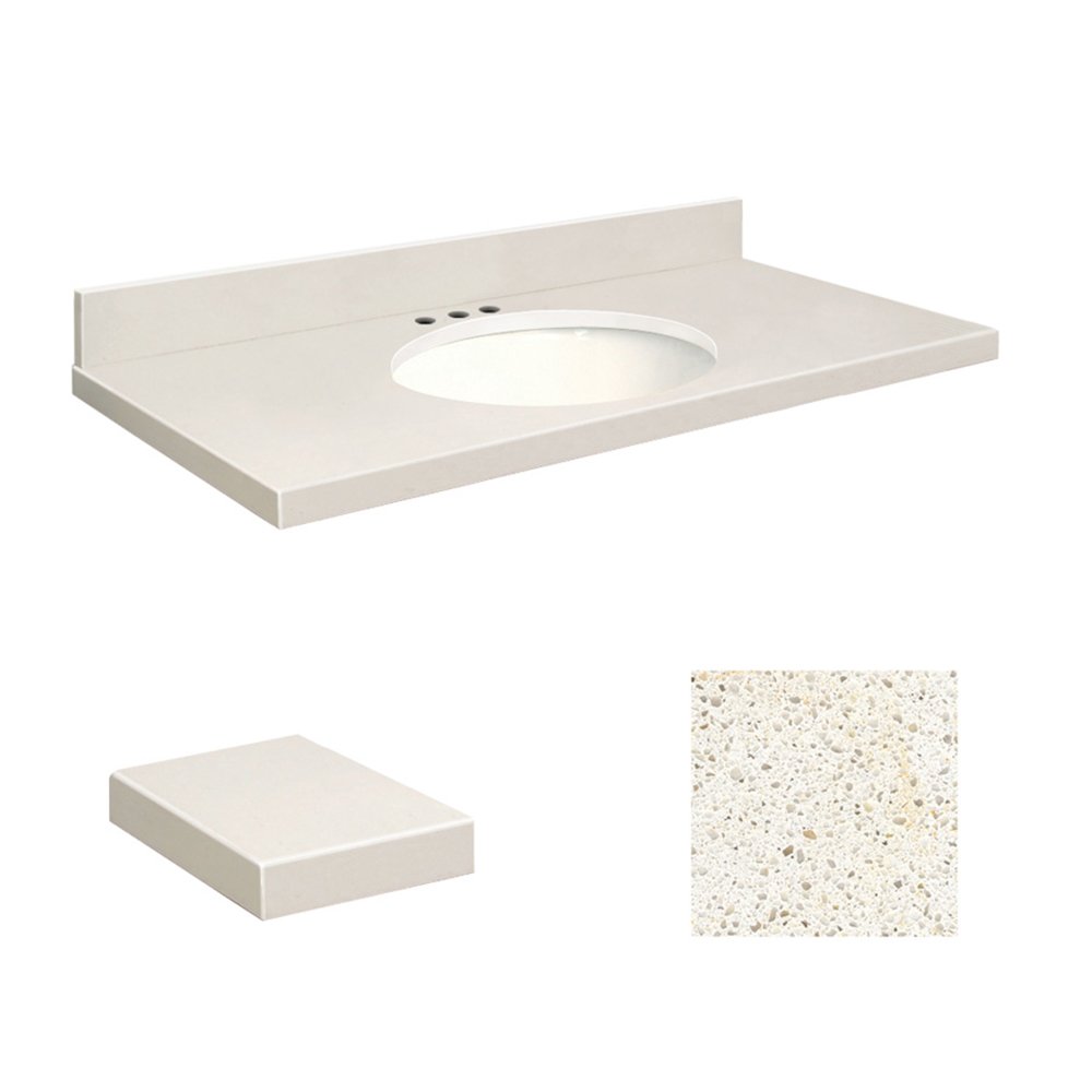 Samson Q4922 3a A W 8 Quartz Vanity Top 49x22 With Single Undermount White Bowl 8 Inch Eased Edge Milan White Bathroom Vanities Amazon Com