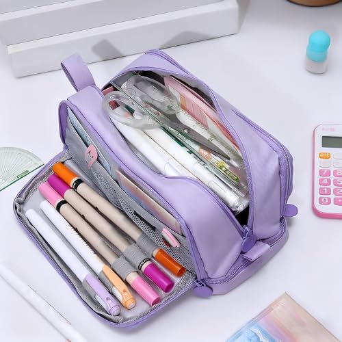 Esshogo Großes Fassungsvermögen Tasche Kinder Kinder mit 4 Fächern Tasche Schule Material Schreibwaren Make-up Tasche Universität Studentin Tasche