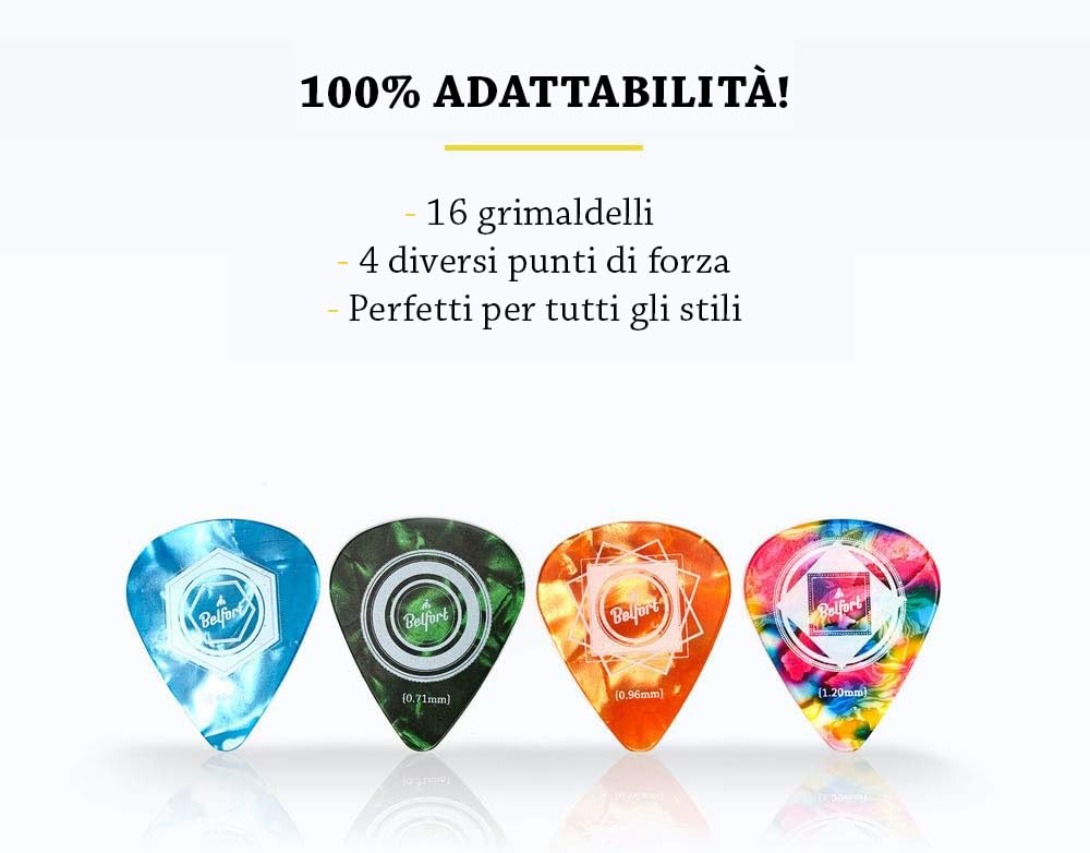 20 Plettri Per Chitarra Belfort - Set Con 4 Spessori + E-Book Gratuito (0.46-1.20mm) - Foto 9