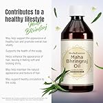 HerbsForever Maha Bhringaraj Oil- King of Hair, Stop Hair Loss thinning & balding |Promote Hair Growth & calming Mind + 12 Potent Ayurvedic Herbs Infused Cold Pressed Sesame Oil, 210 ml,7.1oz NATURAL - Image 5