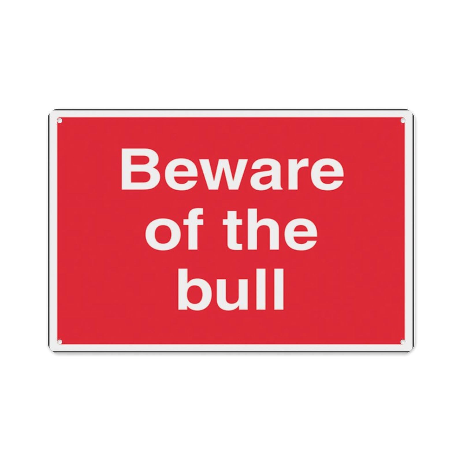 peiyeety Beware Of The Bull Aluminum Tin Warning Signs For Home Outdoor Garden 8X12 Inches
