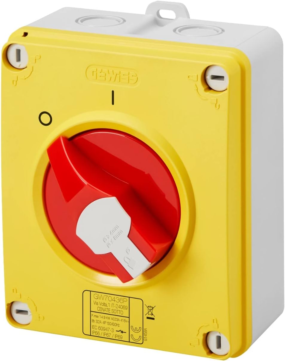 Switch – HP – Emergency – Insulated Case – 16 A 3P – Red Handle – IP66/67/69