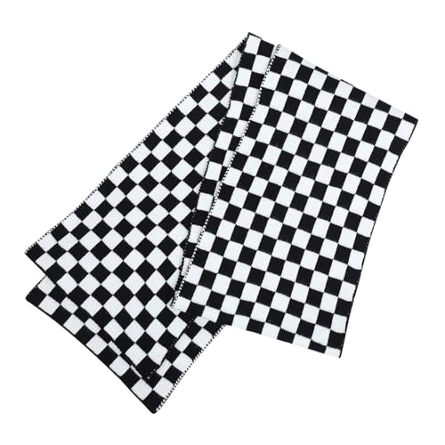 GALPADA 1 PC Checkerboard Scarf Yarn Scarf Xmas Winter Scarves for Women Winter Plaid for Women Christmas Warm Chessboard Black White Grid - Main Image