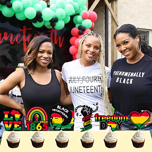 36Pcs Happy Juneteenth Day Cupcake Toppers Black History Month Decorations Party Decorations For African American Black History Month Themed Party Cupcake Toppers Decorations Supplies #TOP7