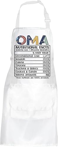 POFULL Delantal de cocina Oma con bolsillo Oma Hornear Delantal de cocina OMA Decoración de cocina