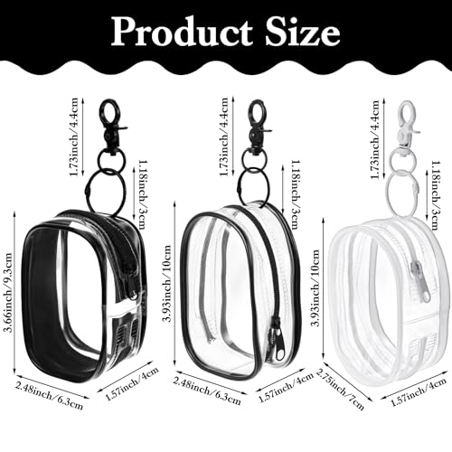 Clear Zipper Pouches Clear Makeup Bag Small Cosmetic Bag Claer Figure Display Bags Travel Waterproof Makeup Plastic Case for Women Organizing Traveling(3PCS, 3 Sizes, 1 White, 2 Black)2