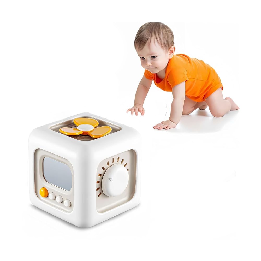 AMERTEER 6-in-1 Busy Cube for Toddlers 1+ Years, Educational Travel Toy for 1-3-Year-Olds, Developmental Educational Learning First Birthday Gift for Boys Girls