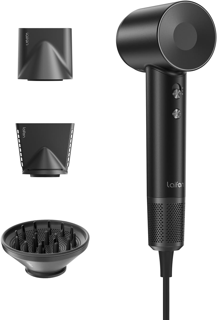 Laifen Hair Dryer, High Speed 200M Ionic Blow Dryer with 110, 000 RPM Brushless Motor for Fast Drying, Low Noise, Hairdryer with Magnetic Nozzle