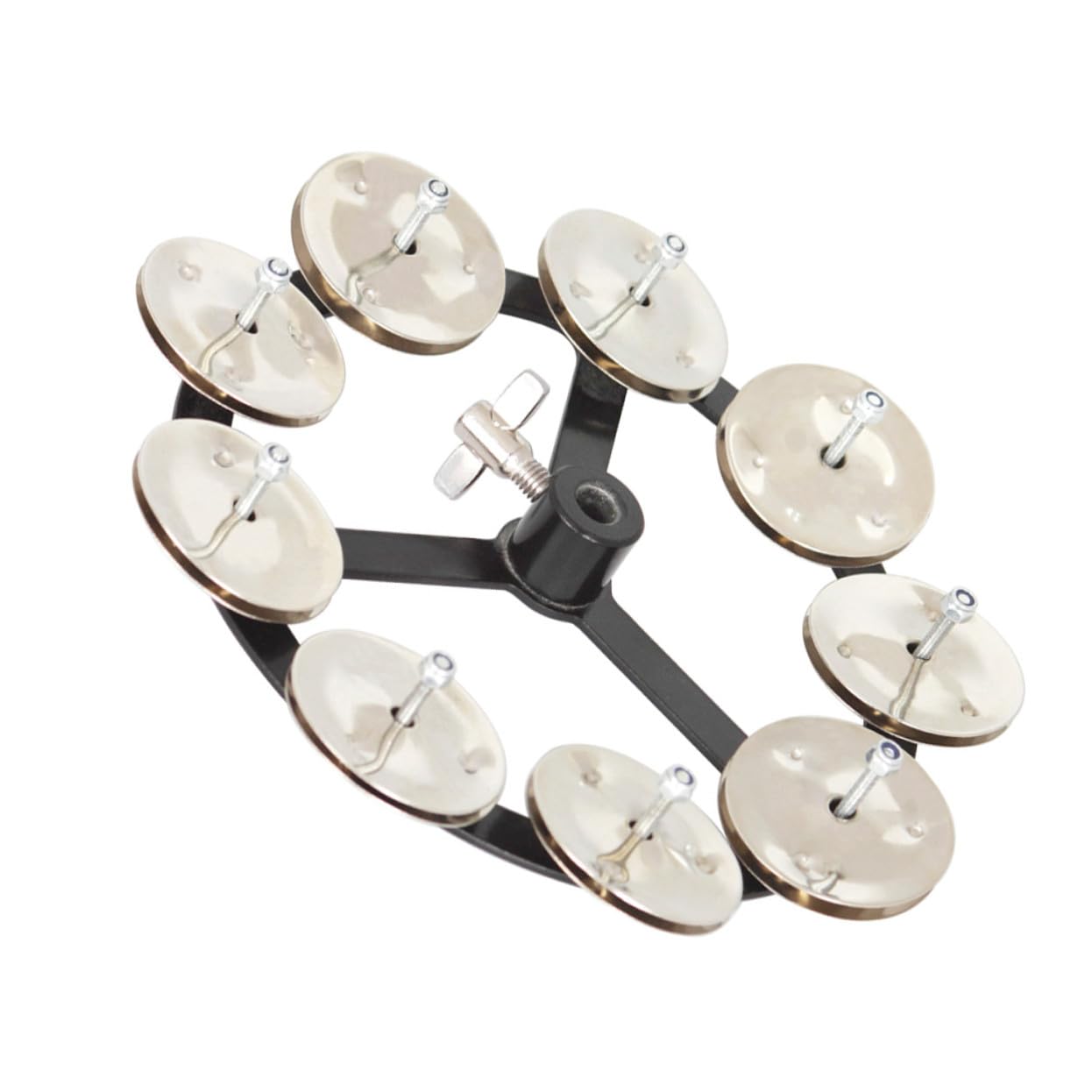 Baluue Cloche de Cymbale Utilisation Facile à Pied Pratique et Résistante en Cuivre Argenté Accessoire Indispensable pour Batterie pour Batteurs Débutants et Professionnels