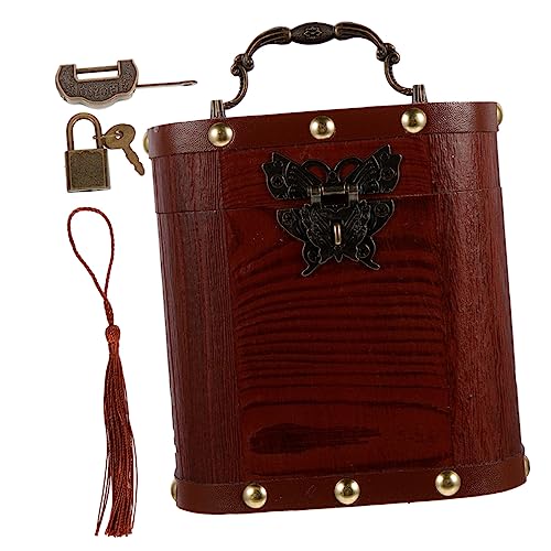 Alipis Hucha de Madera alcancía con Letras Personalizadas Cerrar Cesta Hucha Vintage para Regalar Hucha Madera Vintage Cajas organizadoras Hucha Infantil Cofre del Pirata Retro