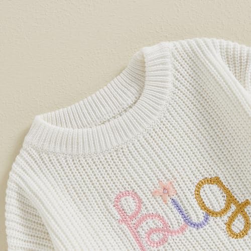 Baby Boys Girls Fall Winter Knit Sweater Long Sleeve Round Neck Embroidery Knitwears Toddler Birthday Sweatshirt4