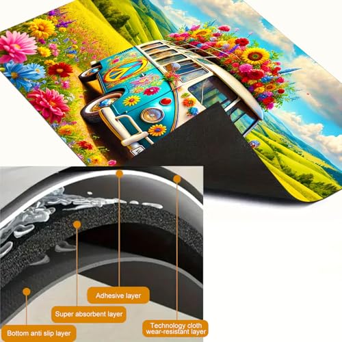 Image of HOMETITUTE Spring Stove Top Cover 28x20 Flower Van Countryside Heat Resistant