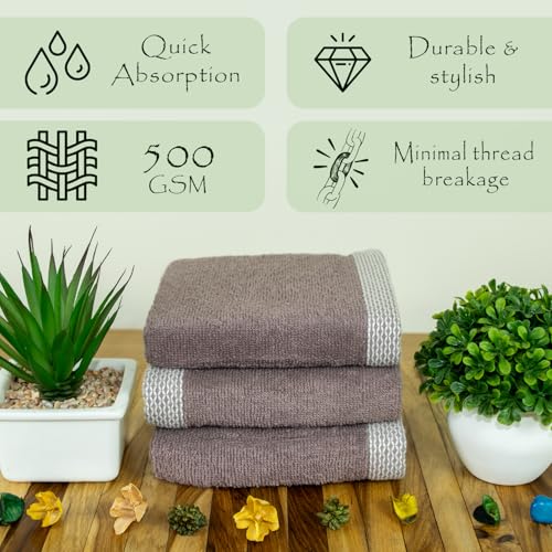 Image of RANGOLI 100% Bamboo Face Towel Set of 3, 500 GSM, Quick Dry Towels for Face, Gym, Travel, Ultra Soft Highly Absorbent, 30Cm X 30Cm, (ASH Brown, Set of 3)