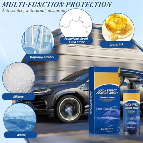 2PCS Car Coating Spray, Quick Effect Coating Agent, Quick-Advanced Car Acting Coating Agent Spray, Waterless Wash Polish, Paint Protection and Glass Cleaner - 3