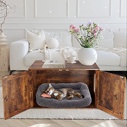 Timberer Hidden Cat Litter Box Enclosure, Wooden Cat Cabinet, Indoor Cat House With Removable Partition, Cat Washroom Furniture Fit Most Of Litter Box #TOP6