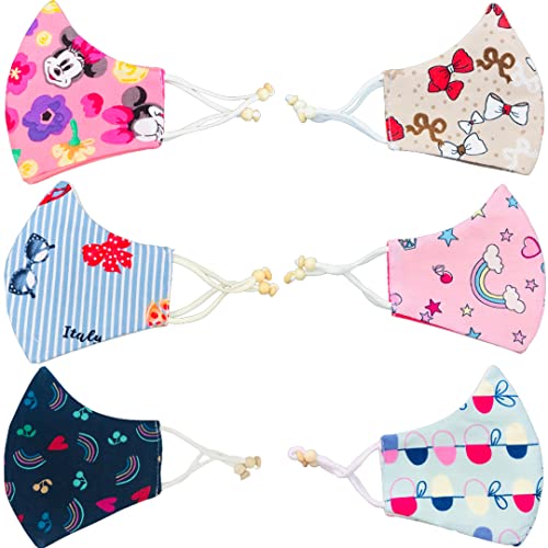 Image of 3 Layer Kids Face Mask With Adjustor - Reusable & washable Cotton Kids Mask For 3-7 OR 7-12Years Old Boys & Girls - Designer Mask For Children (PACK OF 6)