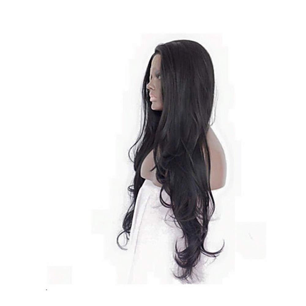 Greenmirr Black Lace Front Wig Long Wavy 13X4 Lace with Side Partition Wall Heat Resistance Synthetic Hair 26in - Image 2