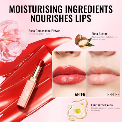 5. Bild von Oulac 2 in1 Lippenstift und Lip Balm, Saftiger und Glänzender Lippenpflege Lippenstift,Geschmeidige und Hydratisierte Lippen, Glänzendes Finish für trockene, rissige und spröde Lippen, Vegan (01)