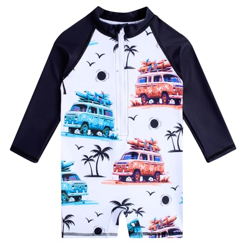 Image of Funnycokid Baby Boys Girls Swimsuit Rash Guard One Piece Toddler Bathing Suit Swimwear Sunsuit UPF 50+ 6-36 Months