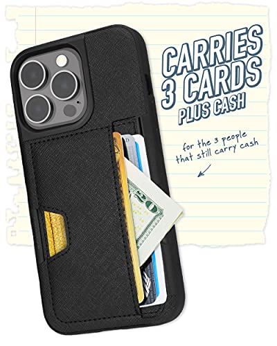 Image of Smartish iPhone 13 Pro Wallet Case - Wallet Slayer Vol. 2 [Slim + Protective] Credit Card Holder with Kickstand - Black Tie Affair