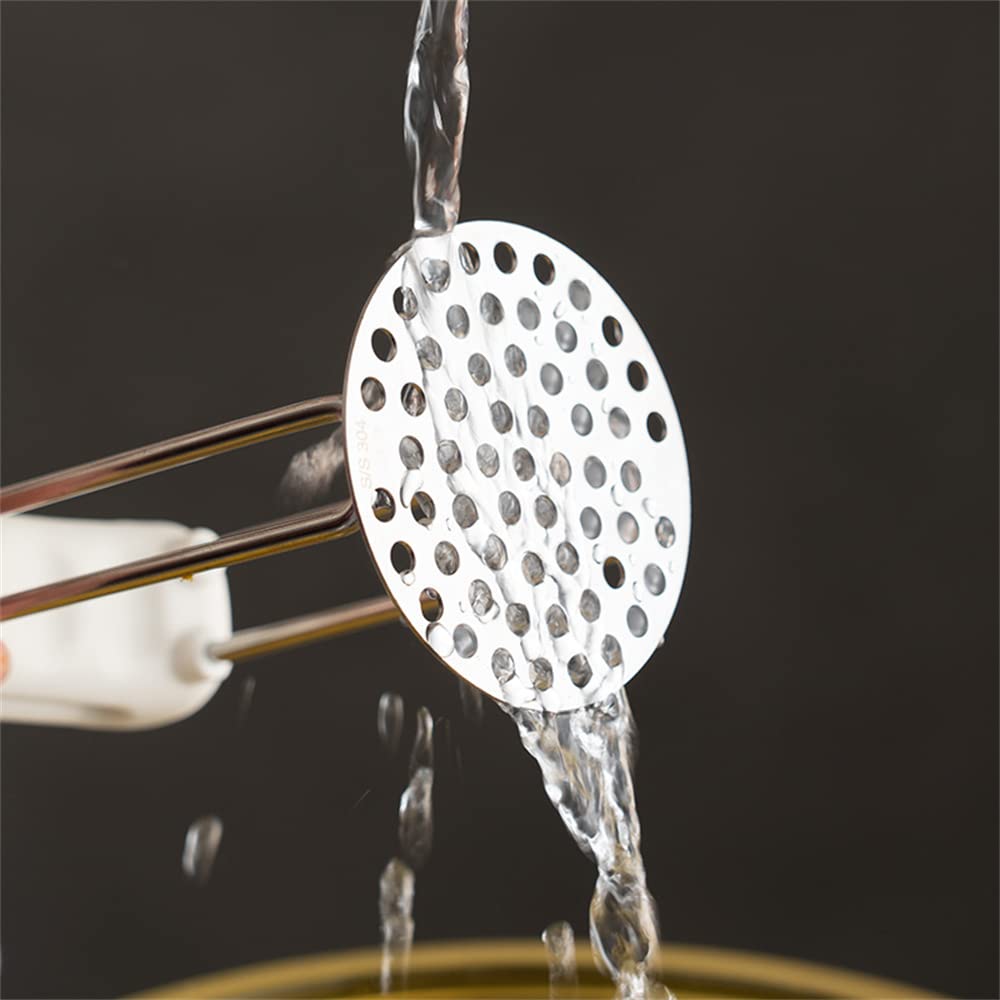 Potato Masher, Potato Reicer en acier inoxydable avec poignée en matériau PP, ustensile de masher alimentaire, masher à la main, masher végétatable, nettoyage à vaisselle (WHITE)
