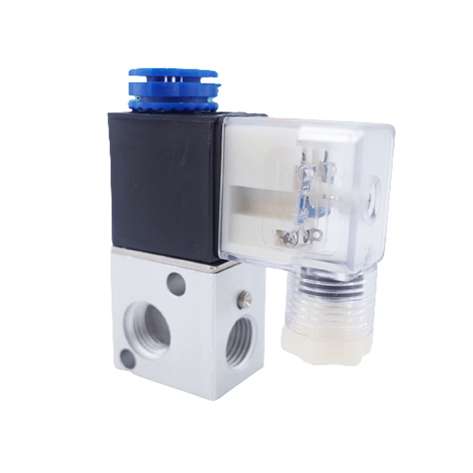 HDPHCRIUN 3way Pneumatic Aluminium Solenoid Valve Port M5 1/8 1/4 Inch Micro Control Gas Electric(110v,1/8Inch)