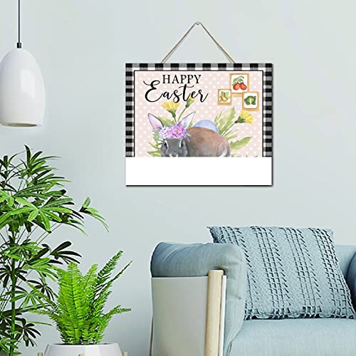 Panneau mural en bois Lapin de Pâques 25x30 cm pour décoration d'intérieur naturelle