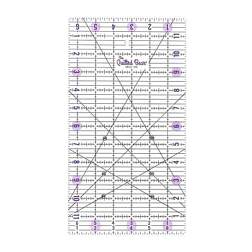 The Quilted Bear 12" x 12" Self-Healing Rotating Cutting Mat with 6.5" x 12" Non-Slip Quilting & Sewing Ruler & 45mm Ergonomic Soft Grip Rotary Cutter - Image 3
