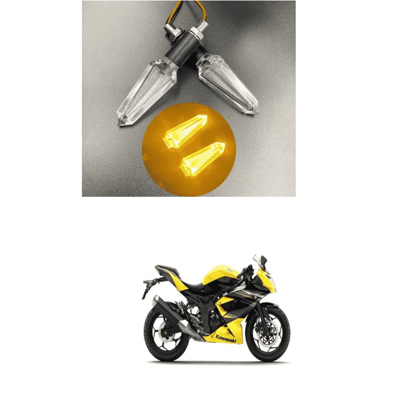 LOVMOTO Bike LED Turn Signal Indicator Blinker Light Transparent Crystal Material Waterproof Universal for All Bikes (Orange) (2) Comfortable With Nin-ja 6